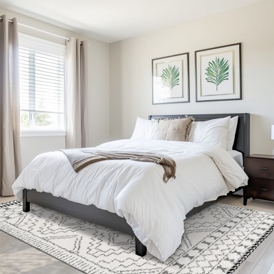 Vasiliki Moroccan Shag Tasseled Runner Rug, 2' 8" x 8', Off-White