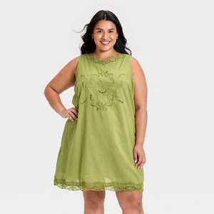 green mini shift dress Green Geometric Floral Print Cotton Mini - Shift Dresses