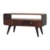 HomeRoots 35" Walnut Solid Wood Enclosed and Open Storage TV Stand - 4 of 4