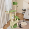 Tangkula 63" Tall Cat Tree w/ 2 Condos Plush Padded Top Perch 2 Hammocks 2 Dangling Balls Green - 2 of 4