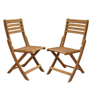 Wood Folding Chairs Set of 2, 400lb Capacity Portable Indoor Outdoor Chairs, No Assembly Needed - 1 of 4