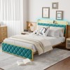 King Size Bed Frame, Upholstered Platform Bed Frame with Velvet Storage Headboard - 4 of 4
