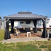 PURPLE LEAF Outdoor Gazebo Aluminum Frame Galvanized Steel Double Roof Patio Hardtop Gazebo with Curtains and Netting for Patio Lawn and Garden - 2 of 4