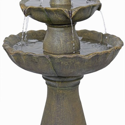 34&quot; Tan Polyresin Solar Flower Style Tiered Fountain