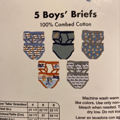 Bluey Boys 100% Combed Cotton Underwear Briefs, Sizes 18m, 2/3t, 4t, 4, 6,  and 8