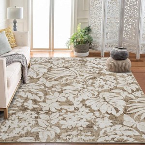 Fulvari Area Rug Floral Leaf Printed Accent Carpet with Non-Slip Backing, Stain-Resistant Indoor Carpet for Bedroom, Kitchen - 1 of 4
