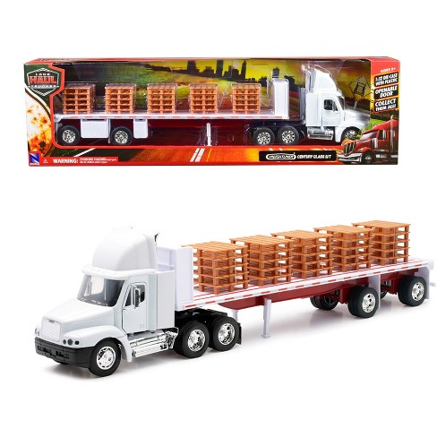 Red American Long Haul Big Rig Semi Truck With Accessories Stock