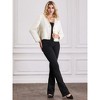 Hobemty Women's Tweed Long Sleeve Panel Trim Work Office Short Blazer - 3 of 4