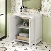 30" Rural Pastoral Bathroom Vanity with Ceramic Sink, Solid Wood Frame, Hidden Drawer & Storage Cabinet, White/Green - ModernLuxe - 2 of 4