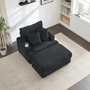 GlasFlength Seating Sets Modern Lounge Set with Stylish Comfort for Patio or Indoor Living Spaces, Black,59”*39”*33" - 1 of 4