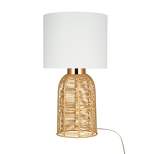 22" Rattan Table Lamp with Shade Natural (Includes LED Light Bulb) - Cresswell Lighting