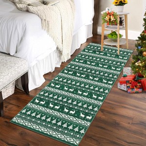 Christmas Red Green Rug Washable Living Room Carpet Xmas Decor Indoor Bedroom Throw Rug - 1 of 4