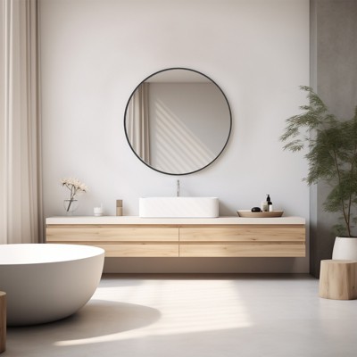 DOMETOUR Black Round Wall Mirror, Bathroom Mirrors for Over Sink, Circle Mirror for Bathroom, Entryway, Bedroom, Vanity