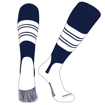 PEAR SOX OTC Baseball Softball Stirrup Socks (E, 5in) Navy, White, White