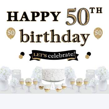 Big Dot of Happiness Adult 50th Birthday - Gold - Peel and Stick Birthday Party Decoration - Wall Decals Backdrop