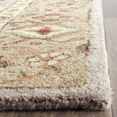 Elegant Gray Hand-Tufted Wool Rectangular Accent Rug