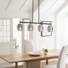 Dewdrop 33.07'' Industrial Pendant Lights 4-Light Smoked Glass, Hand-Blown Textured Shade, Matte Black Brass For Dining Room - 3 of 4