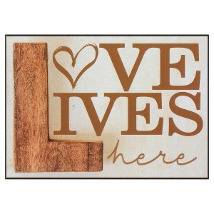Dicksons Love Lives Here Heart Natural Brown 7 x 5 MDF Wood Decorative Framed Sign - 1 of 1