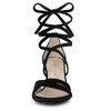 Allegra K Women's Velvet Lace Up Clear Heels Block Heel Sandals - 3 of 4