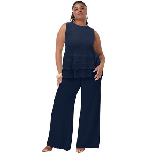 June + Vie by Roaman's Women's Plus Size Ruffled-Hem Peplum Tank Top - 1 of 2