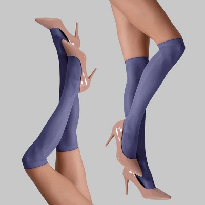 LECHERY Women's Lustrous Silky Shiny Sheer Dress Nylons Knee-Highs Stockings Socks (2 Pairs)