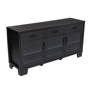 Emma and Oliver Engineered Wood Buffet Sideboard Storage Cabinet for Kitchen/Dining Room with 3 Drawers and 3 Tempered Glass Doors - 1 of 4