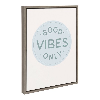 Good Vibes Only Pale Blue Canvas Motivational Print