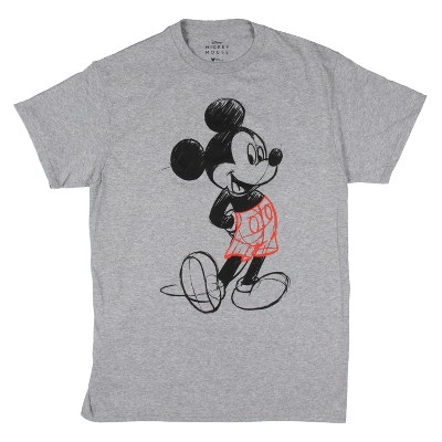 Disney Mens Mickey Mouse Pencil Sketch Red Shorts Character T-shirt ...