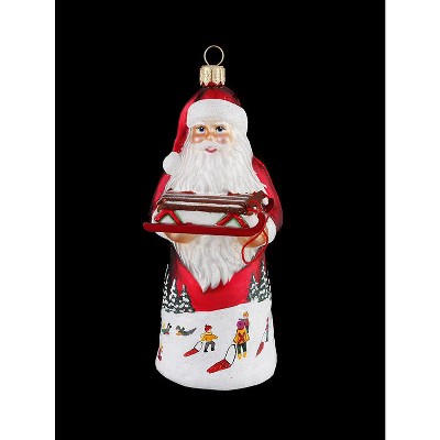 Kurt S. Adler 5.25" David Strand Designs Glass Sled Santa Claus Christmas Ornament - Red