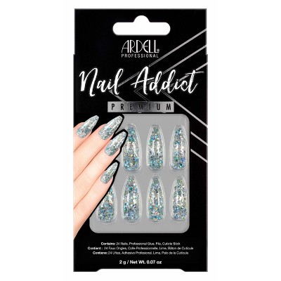 Ardell Nail Addict False Nails - Blue Jeweled Glitter - 24ct