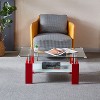 Artisan Rectangle Coffee Table, Double Layer Lower Shelf Storage for Living Spaces, Red - 2 of 4