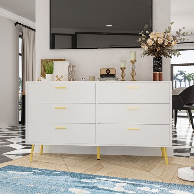 Famapy Modern Dresser With 6 Drawers Sleek Organizer Unit