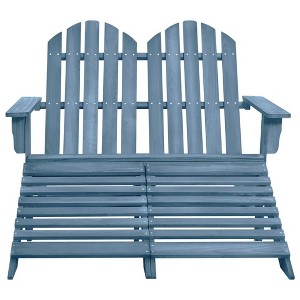 vidaXL Garden Chair White Fir Wood 2-seater Ergonomic Adirondack Chair - Blue - 1 of 4