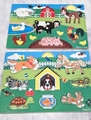 Melissa And Doug Farm Animals Wooden Peg Sound Puzzle 8pc : Target