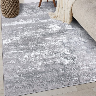 Modern Abstract Shades Gray 7' 10" x 10' Synthetic Area Rug