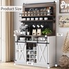 Coffee Bar Cabinet, Farmhouse Buffet Cabinet with Storage, 75" Tall Bar Cabinet Kitchen Buffet Sideboard w/Sliding Barn Door,Coffee Hutch Cabinet - 3 of 4