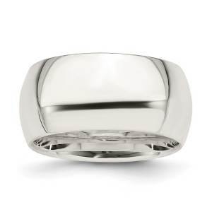 Black Bow Jewelry Men's 10mm Sterling Silver Polished Domed Comfort Fit Band - 1 of 4