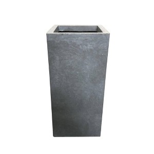 Rosemead Home & Garden, Inc. 14" Wide Kante Lightweight Modern Rectangular Concrete/Fiberglass Outdoor Planter Pot Slate Gray - 1 of 3