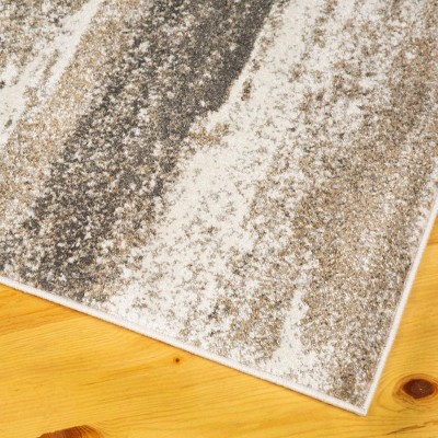 Beige Abstract Impressions 6'x9' Easy-Care Synthetic Area Rug