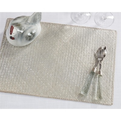 Silver Water Hyacinth Woven Rectangle Placemats, 13" x 19"