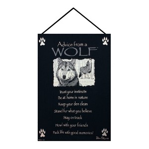Manual Woodworkers and Weavers Advice from a Wolf Wall Hanging with Wildlife Quote and Rustic Nature-Inspired Design - 1 of 3
