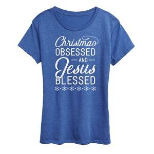 Women's - Instant Message - Christmas Obsessed Jesus Blessed Short Sleeve Graphic T-Shirt - 1 of 4