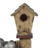 LuxenHome Resin Bird House Post and Water Can Patio Fountain Brown - 3 of 4