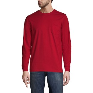 Lands' End Men's Super-T Long Sleeve T-Shirt with Pocket - 1 of 2