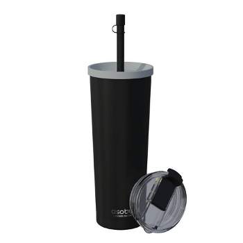 Spill Proof Tumbler Lid with Angled Stainless Steel Straw +  Silicone Straw Tip + Straw Cleaning Brush for Yeti Rambler or Ozark Trail  Tumblers (30oz, Black): Tumblers & Water Glasses