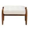 Baxton Studio Jeanine Japandi Cream Boucle Fabric and Walnut Brown Finished Rubberwood Ottoman Footstool - 3 of 4