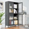 QingMoon Large Metal Storage Cabinet, Display Storage Rack, with 4 Glass Doors, Adjustable Shelves and Raised Legs for Office, Living Room - 3 of 4