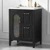 24" Bathroom Vanity with Ceramic Sink, Moru Glass Cabinet, Two Drawers, Adjustable Shelf, Solid Wood & MDF Construction for Small Bathrooms - 2 of 4