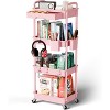 Belffin 4 Tier Rolling Utility Cart with Drawer,Utility Cart Made of Multifunctional Storage Organizer Tool（Pink） - 2 of 4