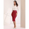 INSPIRE CHIC Women's High Waist Business Work Tweed Trim Button Decor Bodycon Skirts - 3 of 4